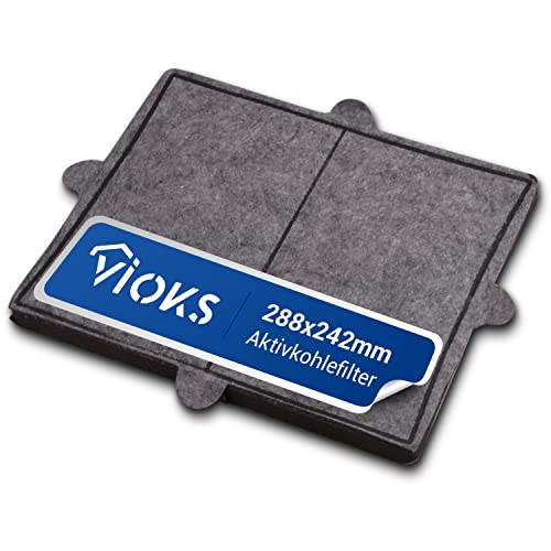 VIOKS Aktivkohlefilter Dunstabzugshaube 288 x 242 mm Ersatz für Miele Filter DKF12-1 6228731 - Kohlefilter für Dunstabzugshauben DA269-4 / DA279-4 / DA390 / DA420 / 28996265D von VIOKS