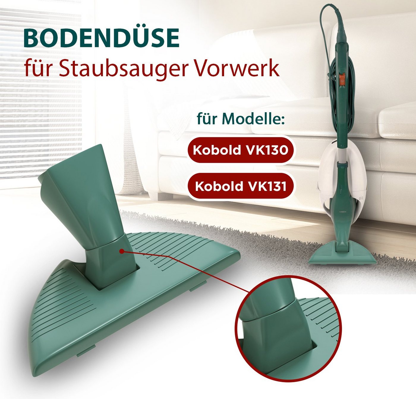 VIOKS Bodendüse Hartbodendüse Ersatz für Vorwerk, für Vorwerk Kobold VK130 VK131 Staubsauger von VIOKS