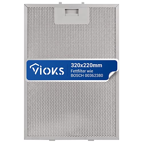 VIOKS Dunstabzugshaube Filter Metall 320x220mm Ersatz für Bosch 00362380 Fett Filter Dunstabzugshaube Metallfilter/Siеmens Filtеr Dunstаbzugshaube von VIOKS