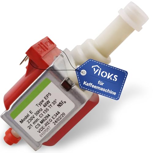 VIOKS Pumpe Ulka EP5GW 230V 48W Ersatz für DeLоnghi Wasserpumpe 5113211281 5132106900 Whirlpool 481236018581 - Kaffee Pumpe fuer Kaffeevollautomat EAM ECA ESAM Magnifica Rapid Cappuccino Perfecta von VIOKS