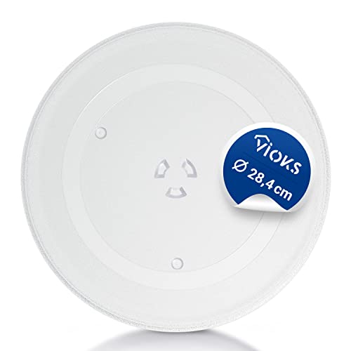 VIOKS Glasteller Drehteller für Mikrowelle 28,4 cm Mikrowellenteller Glas 284 mm / Drehteller Mikrowelle Glasplatte Mikrowelle mit 3 Noppen / Ersatz Drehteller für Mikrowelle / Mikrowellenteller LG von VIOKS