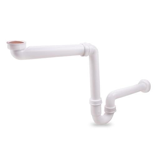 VIOKS Röhrengeruchsverschluss Raumsparsiphon 1 1/4 Zoll x 40 mm für Küchenspüle, Spülmaschine und Waschmaschine von VIOKS
