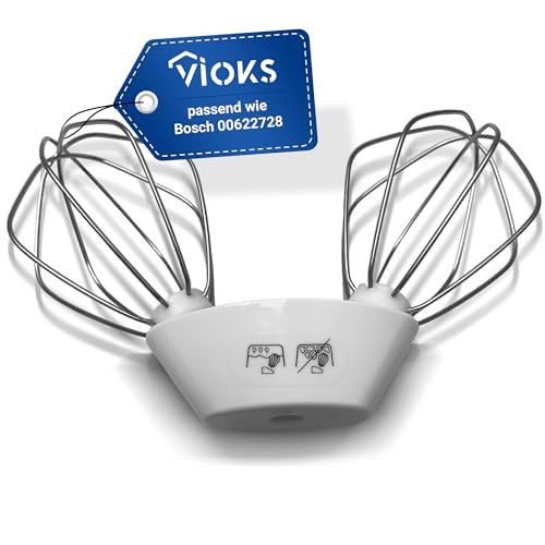VIOKS Rührbesen Ersatz für Bosch 00622728 00644284 Träger mit Rührbesen für Küchenmaschine MUM6 MUM6N - Rührbesenträger mit Rührbesen Schlagbesen Set für Küchenmaschine von VIOKS