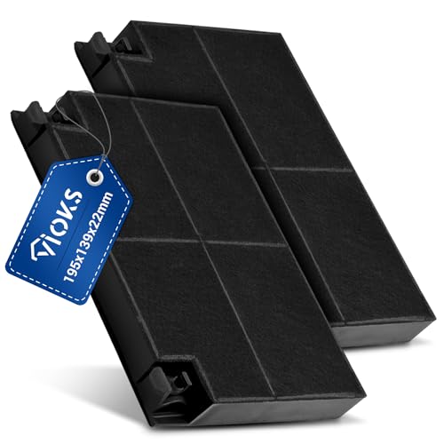 VIOKS SET 2x Aktivkohlefilter Dunstabzug Filter Dunstabzugshaube 195x139mm Ersatz für Dunstabzugshaube Kohlefilter Zanussi 902979355/2 EFF70 E3CFF70 Dunstabzugshaube Filter Neff für Abzugshaube von VIOKS