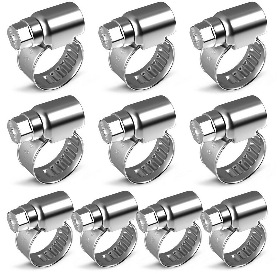 VIOKS Schlauchschelle Schlauchklemme 8-12 mmØ, (10-St), 9 mm Bandbreite W2 für Zulaufschlauch Waschmaschine Geschirrspüler von VIOKS