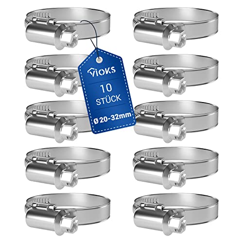 VIOKS Schlauchschellen Benzinschlauch Schellen Poolschlauch SET 10x 20-32mmØ Rohrschellen Klein Edelstahl Schlauch Klemmen/Schelle Waschmaschinenschlauch/Schlauch Schellensatz/Pool Schellen VIOKS Schlauchschellen Benzinschlauch Schellen Poolschlauch SET 10x 20-32mmØ Rohrschellen Klein Edelstahl Schlauch Klemmen/Schelle Waschmaschinenschlauch/Schlauch Schellensatz/Pool Schellen von VIOKS