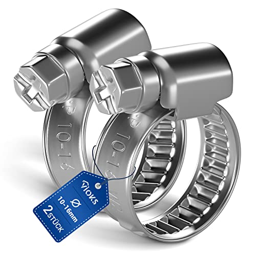VIOKS Schlauchschellen Edelstahl SET 2x Schelle Schlauch Klemmen Schellen 10-16mmØ Schelle Waschmaschinenschlauch Pool Schellen Poolschlauch für Schlauch Klemmschelle Waschmaschine Abfluss Adapter von VIOKS