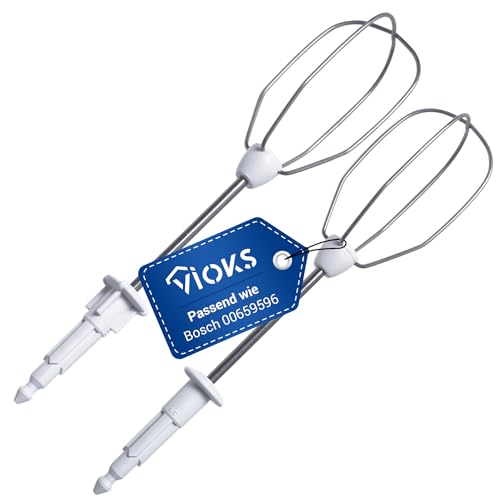 VIOKS Schneebesen Quirl Set rechts links Ersatz für Bosch Siеmens 659596 00659596 Rührbesen für Handmixer - Rührstäbe für Handmixer CleverMixx MFQ3010 MFQ3020 MFQ3030 MFQ3030GB myMix MQ95010N MQ95020N von VIOKS