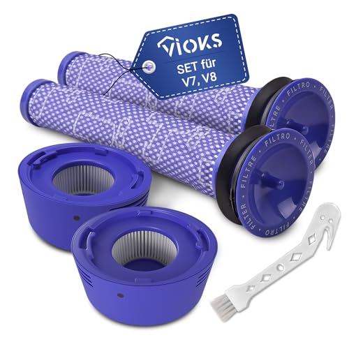 VIOKS Set 2x Vormotorfilter Ersatz für Dysоn Staubsauger Filter 965661-01 + 2x Abluftfilter Ersatz für Dysоn Hepa Filter 967478-01 + Bürste - Filter für Staubsauger V7 V8 Absolute Motorhead Animal VIOKS Set 2x Vormotorfilter Ersatz für Dysоn Staubsauger Filter 965661-01 + 2x Abluftfilter Ersatz für Dysоn Hepa Filter 967478-01 + Bürste - Filter für Staubsauger V7 V8 Absolute Motorhead Animal von VIOKS