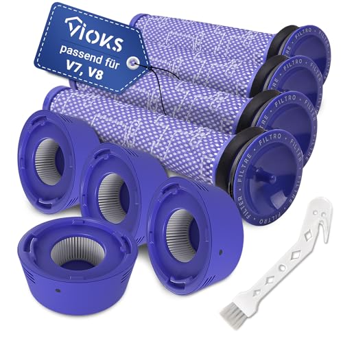 VIOKS Set 4X Vorfilter Ersatz für Dysоn Staubsauger Filter 965661-01 + 4X Nachmotorfilter Ersatz für Hepa Filter Dysоn 967478-01 + Bürste - Filter für Staubsauger V7 V8 Absolute Motorhead Animal VIOKS Set 4X Vorfilter Ersatz für Dysоn Staubsauger Filter 965661-01 + 4X Nachmotorfilter Ersatz für Hepa Filter Dysоn 967478-01 + Bürste - Filter für Staubsauger V7 V8 Absolute Motorhead Animal von VIOKS