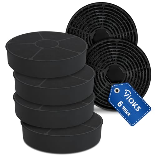 VIOKS Set 6x Kohlefilter Dunstabzugshaube 105mmØ Ersatz für Respekta Aktivkohlefilter MIZ0058 MIZ 0058 PKM CF130 Candy 49040890 35602288 49040117 352C66 - Kohlefilter für Dunstabzugshauben Respekta von VIOKS