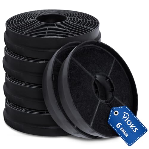 VIOKS Set 6x Kohlefilter Dunstabzugshaube Ersatz für Respekta MIZ0058 MIZ 0058 PKM CF130 Candy 49040890 35602288 49040117 352C66 - Rund Filter Dunstabzugshaube Aktivkohlefilter für Abzugshauben von VIOKS