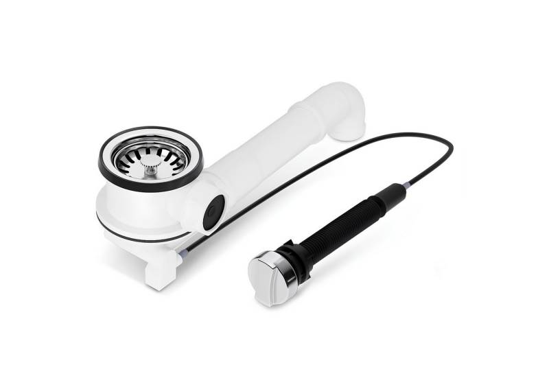 VIOKS Anschluss-Set Siebkorbventil Ablaufgarnitur Ø70mm Bowdenzug Drehbetätigung, 1 Zoll Anschluss Überlauf mit Excenterventil für Spüle VIOKS Anschluss-Set Siebkorbventil Ablaufgarnitur Ø70mm Bowdenzug Drehbetätigung, 1 Zoll Anschluss Überlauf mit Excenterventil für Spüle von VIOKS