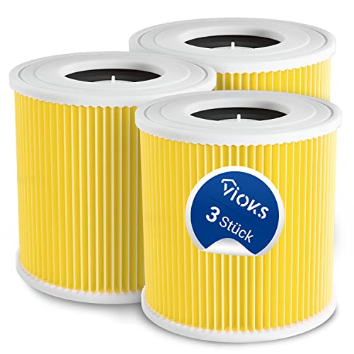 VIOKS Staubsauger Filter Set 3x Ersatz für Kärcher Patronenfilter 6.414-552.0 64145520 2.863-303.0 28633030 KFI3310 - Filter für Staubsauger Nass Trockensauger WD1 WD2 WD3 KWD1 KWD3 SE4001 SE4002 von VIOKS