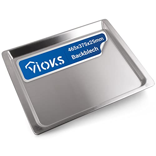 VIOKS Tiefes Backblech 465x375 x25mm Ersazt für Siemens Backblech Constructa 00438155 438155 / Alu Backblech 46 x 37 / Baking Tray/Backblech Tief & Ofen Backblech Siemens Backofen von VIOKS