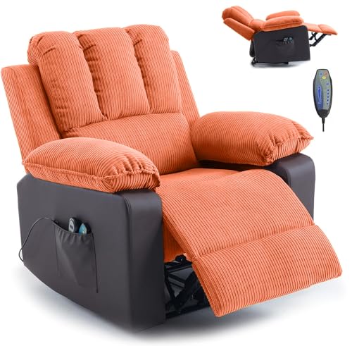 VIOLHEDO Couchsessel Ergonomisch,45° -140° Verstellbare,Bequemer Couchsessel mit Massage Funktion,Fußteil, 2 Seitentaschen Getränkehalter von VIOLHEDO