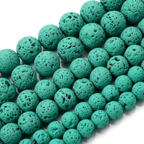Natürliche grüne Steinperlen, Jadekristalle, Türkise, lose Abstandshalterperlen für die Schmuckherstellung, DIY, handgefertigte Armbänder, Halsketten, 4–12 mm, grüne Lava, 6 mm, ca. 61 Perlen von VIOLK
