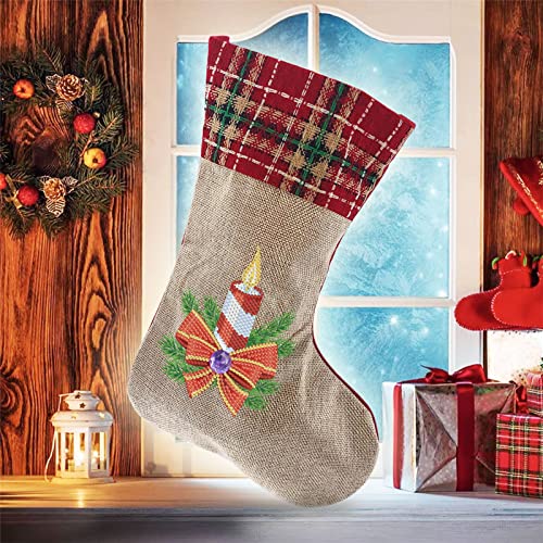 VIONNPPT 5D DIY Diamant Painting Groß Weihnachten Socke 35cmx20cm, Weihnachten Stiefel Socken Geschenk Diamant Stickerei Candy Tasche,Weihnachtsbaum Kamin Deko (B) von VIONNPPT