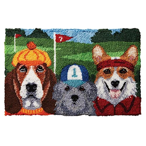 VIONNPPT Karikatur Hund Knüpfteppich Zum Selber Knüpfen DIY Stickkissen Teppich, Unfinished Häkelteppich Set mit Vordruck, Latch Hook Kits für Kinder Erwachsene (Spiele,60cmx40cm) von VIONNPPT