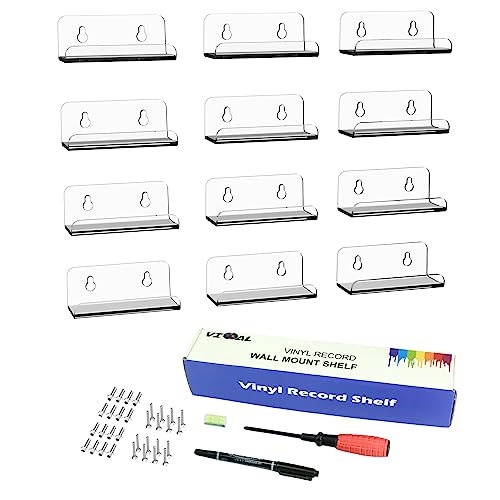 VIOOAL 12 Stück 10,2 cm transparente Acryl-Präsentationsregale, Hängeregal schwebender Halter für das tägliche Hören und Dekorieren Ihres Büros oder Zuhauses (12, transparent) von VIOOAL