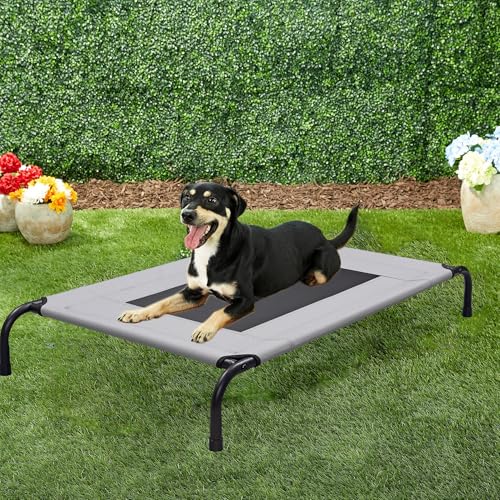 Erhöhtes Hundebett für den Außenbereich, für große und mittelgroße Hunde, leicht zu reinigen, atmungsaktiv, bequem, robust, langlebig, erhöhtes Haustierbett bis zu 59 kg, 106,7 cm Erhöhtes Hundebett für den Außenbereich, für große und mittelgroße Hunde, leicht zu reinigen, atmungsaktiv, bequem, robust, langlebig, erhöhtes Haustierbett bis zu 59 kg, 106,7 cm von VIOREMOS