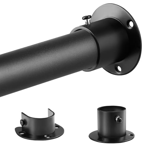 Schwarz Garderobenstange Verstellbare 74-284cm, Schrank-Kleiderstange（Durchmesser 32 x 28 mm）, Teleskopstange für Schlafzimmer Kleiderschrank von VIOREMOS