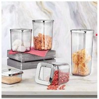 5 Stück stilvolle Aufbewahrung Gläser Container Aufbewahrung Set von Lebensmitteln stapelbar Silber VP-113 - Vip Ahmet von VIP AHMET