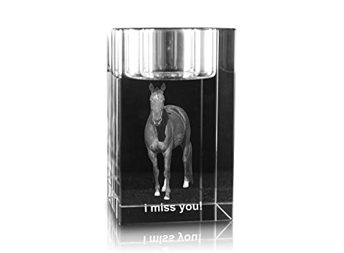 VIP-LASER 2D Gravur Glas Kristall Teelichthalter Teelicht Halter mit Deinem Pferdefoto Pferd graviert. Dein Wunschfoto für die Ewigkeit Mitten in Glas! von VIP-LASER