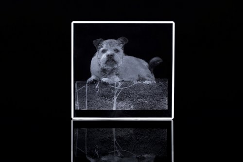 VIP-LASER 2D Glaskristall Würfel mit Deinem Wunsch-Foto und Text - das ideale persönliche Geschenk! Größe L (40x40x40mm) von VIP-LASER
