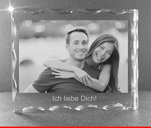 VIP-LASER 2D Gravur Glas Kristall Facettierte Scheibe im Querformat XL mit dem Foto Deines Freundes/Deiner Freundin. Dein Wunschfoto für die Ewigkeit Mitten in Glas! Groesse XL = 80x100x20mm von VIP-LASER