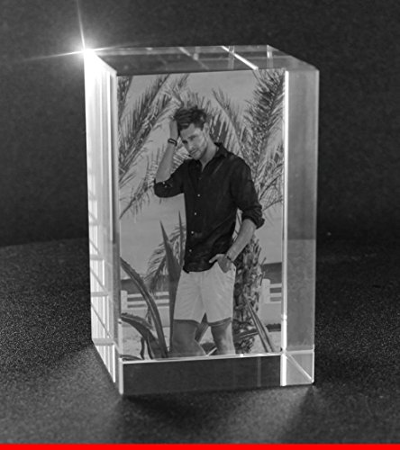 VIP-LASER 2D Gravur Glas Kristall Quader im Hochformat L mit Deinem Urlaubsfoto. Dein Wunschfoto für die Ewigkeit Mitten in Glas! Groesse L = 60x40x40mm von VIP-LASER