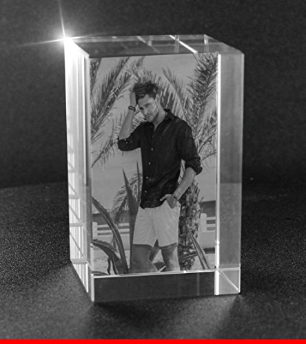 VIP-LASER 2D Gravur Glas Kristall Quader im Hochformat XL mit Deinem Urlaubsfoto. Dein Wunschfoto für die Ewigkeit Mitten in Glas! Groesse XL = 80x50x50mm von VIP-LASER