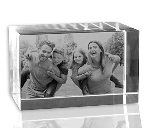 VIP-LASER 2D Gravur Glas Kristall Quader im Querformat XL mit Deinem Familienfoto. Dein Wunschfoto für die Ewigkeit Mitten in Glas! Groesse XL = 80x50x50mm von VIP-LASER