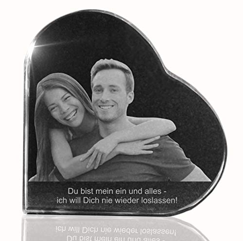 VIP-LASER 2D Gravur Glasherz XL mit Deinem Partnerfoto von Deinem Freund oder Freundin. Dein Wunschfoto für die Ewigkeit Mitten in Glas! Groesse XL = 80x80x19mm von VIP-LASER