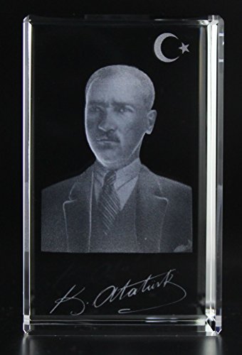 VIP-LASER 3D Glas Kristall Autogramm Mustafa Kemal Atatürk (XL = 80x50x50mm) von VIP-LASER