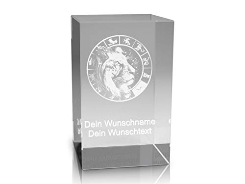 VIP-LASER 3D Glas Kristall Quader XL Sternzeichen HQ Löwe/Lion mit kostenloser Gravur von Deinem Wunschnamen und Datum VIP-LASER 3D Glas Kristall Quader XL Sternzeichen HQ Löwe/Lion mit kostenloser Gravur von Deinem Wunschnamen und Datum von VIP-LASER