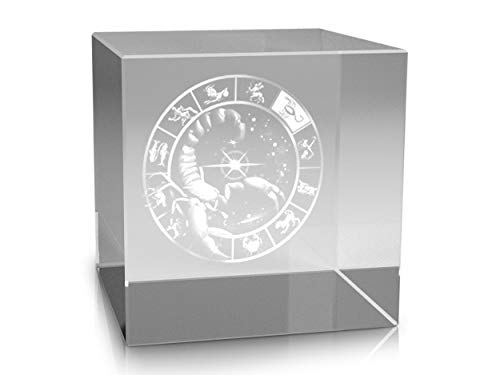 VIP-LASER 3D Glas Kristall im XL Glaswürfel Sternzeichen Skorpion (60x60x60 mm) Lasergravur von VIP-LASER