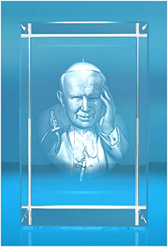 VIP-LASER 3D Glaskristall Papst Johannes Paul II Mitten in den Glaskristall graviert in 3D, Beleuchtung:kein Leuchtsockel von VIP-LASER