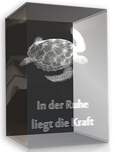 VIP-LASER 3D Glaskristall Quader XL 3D Schildkröte mit Text In der Ruhe liegt die Kraft graviert VIP-LASER 3D Glaskristall Quader XL 3D Schildkröte mit Text In der Ruhe liegt die Kraft graviert von VIP-LASER