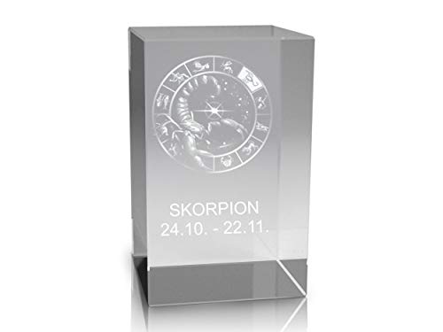 VIP-LASER 3D Glaskristall Quader XL Horoskop Sternzeichen Skorpion - für die Ewigkeit in Glas graviert! von VIP-LASER