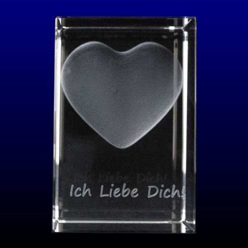 VIP-LASER 3D Glaskristall XL Herz mit Text 'Ich Liebe Dich!' - das ideale persönliche Geschenk! von VIP-LASER