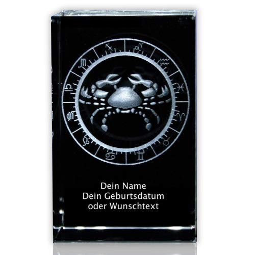 VIP-LASER 3D Glaskristall XL Sternzeichen ECO Krebs mit Ihrem Wunschtext von VIP-LASER