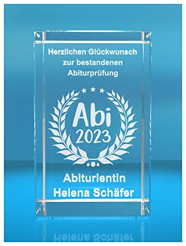 VIP-LASER 3D Glasquader Abitur 2023 Glckwunsch mit Wunschtext Geschenk zur Abiturprfung von VIP-LASER