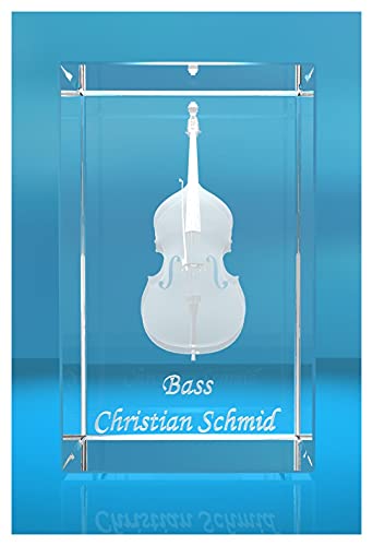 VIP-LASER 3D Glasquader |Kontrabass | Bass mit Wunschnamen | Geschenk für Bassist | Musiker | Orchester von VIP-LASER