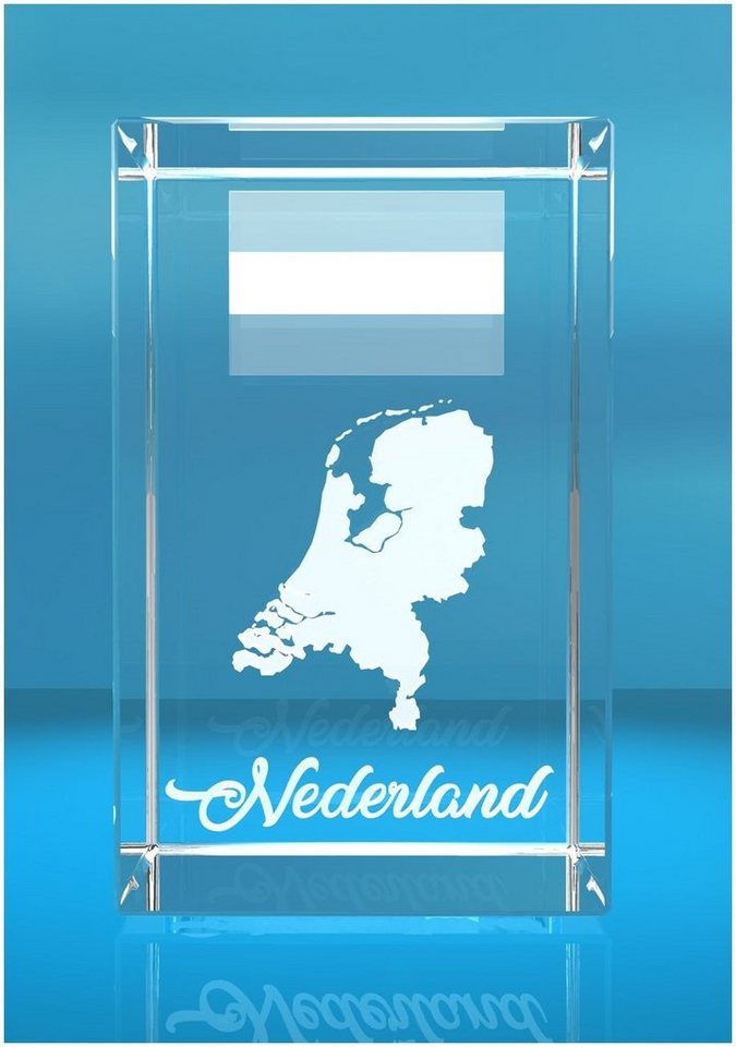 VIP-LASER Dekofigur 3D Glasquader I Niederlande, Hochwertige Geschenkbox, Made in Germany, Familienbetrieb von VIP-LASER