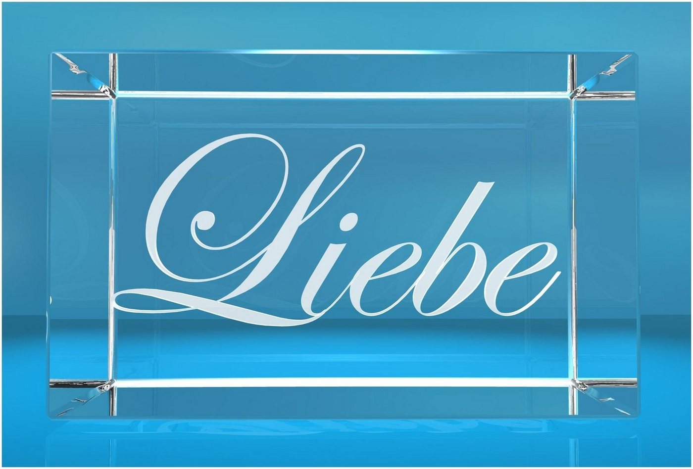 VIP-LASER Dekofigur 3D Glasquader Liebe, Hochwertige Geschenkbox, Made in Germany, Familienbetrieb von VIP-LASER