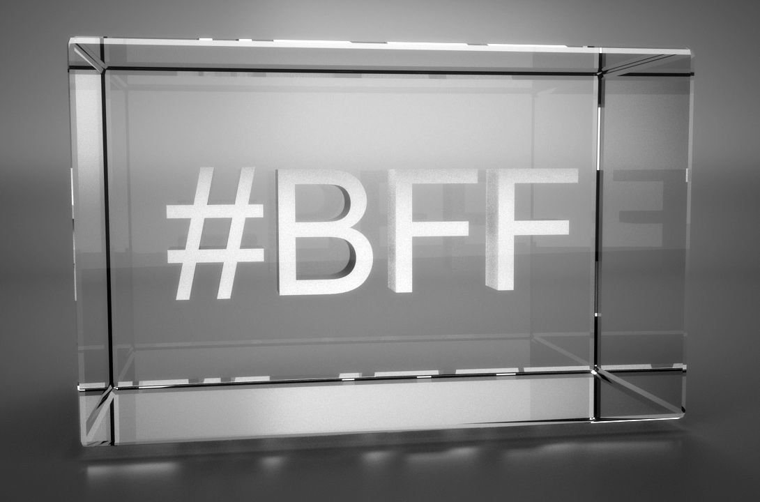 VIP-LASER Dekofigur 3D Glasquader Motiv Hashtag #BFF (best friends forever), Hochwertige Geschenkbox, Made in Germany, Familienbetrieb von VIP-LASER