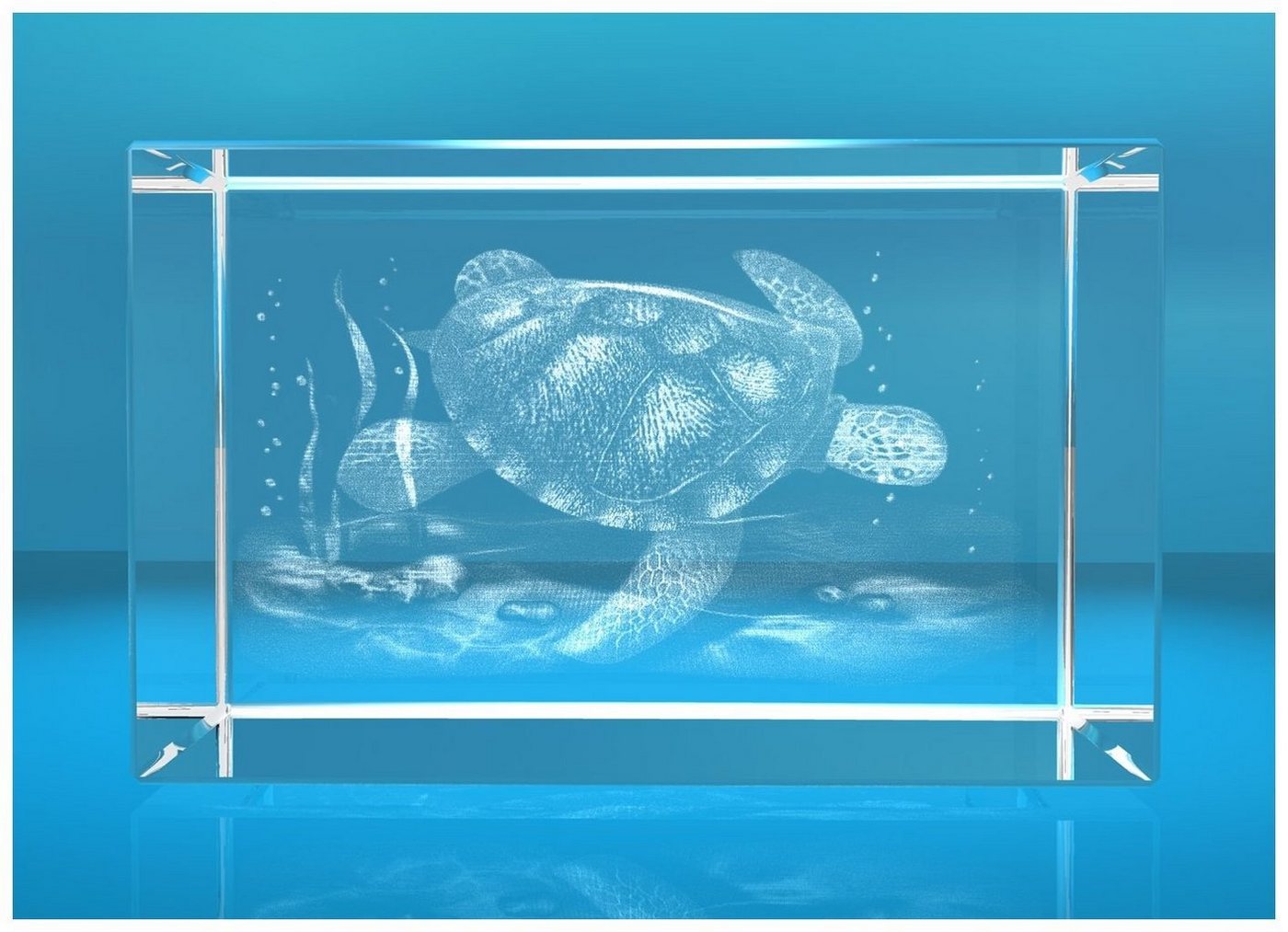 VIP-LASER Dekofigur 3D Glasquader Motiv: Schildkröte, Hochwertige Geschenkbox, Made in Germany, Familienbetrieb von VIP-LASER