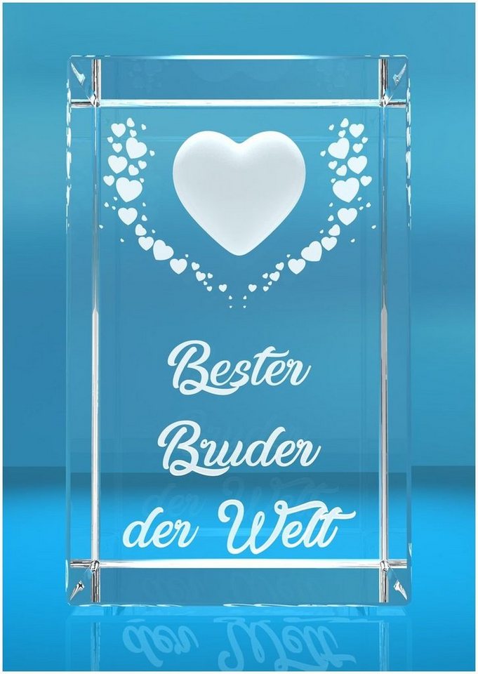 VIP-LASER Dekofigur VIP-LASER 3D Kristall Motiv: Fliegende Herzen Bester Bruder der, Hochwertige Geschenkbox, Made in Germany, Familienbetrieb von VIP-LASER