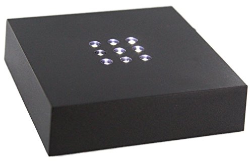 VIP-LASER LED LEUCHTSOCKEL | 9 weiße LED | Farbe Schwarz | Optimal um Ihren 2D und 3D Glaskristall oder Glasfoto in Szene zu setzen! Abmessungen: 76x76x20mm von VIP-LASER